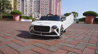 Garvee Kids Ride On Car, Licensed Bentley Bacalar 12V Electric Vehicles w/Parent Remote Control, Scissor Door, Suspension, 3 Speeds, LED Lights, Horn, Battery Powered Ride on Toy for Boys Girls - White