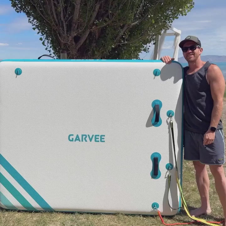 Garvee 10x6ft Inflatable Floating Dock - 1200 lbs Capacity Marine-Grade PVC Party Mat for 5-8 People, Non-Slip Floating Platform for Lakes, Pools & Boats