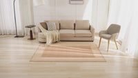 Garvee Bordered Khaki 8x10 Living Room Area Rug Modern Striped Border Throw Carpet with Rubber Backing Low Pile Stain Resistant Dining Room Rug Contemporary Bordered Carpet for Home Office, Khaki