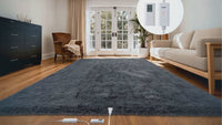 Garvee Heated Rug 5x7 ft, Wireless Electric Heating Floor Mat Gaming Rug with 6 Heat Levels & Auto Off, Soft Plush Heating Carpet Foot Warmer for Living Room Bedroom Office Playroom, Grey