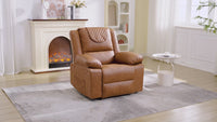 Garvee Manual Massage Recliner Chair with Heating for Adult, PU Leather Recliner Chairs Single Sofa with Side Storage Pockets and Remote Control, Suitable for Living Room/Bedroom, Brown