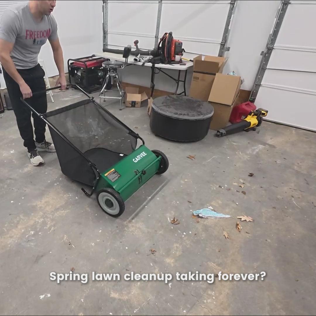 Garvee 26" Push Lawn Sweeper, 7 Cu. Ft Leaf & Grass Collector, 4 High-Speed Brushes, Adjustable Height, Heavy-Duty Steel Frame Yard Sweeper