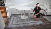 Garvee Bordered Grey 10x13 Large Washable Geometric Area Rug Non Slip Non Shedding Floor Carpet, Modern Bordered Rug, Distressed Gray Rug, Indoor Printed Rug for Living Room, Bedroom, Office