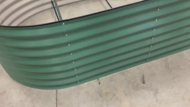 Garvee 8' × 4' × 2' Galvanized Steel Raised Garden Bed, 24-Inch Deep Oval Planter with Open Bottom, Safety Edging & Support Bars, Green