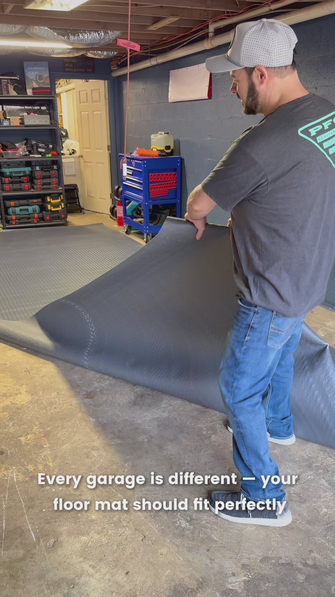 Garvee 7.5x20 ft Garage Floor Mat, 2.8 mm Thickened Flooring Roll Diamond Plate PVC Rubber Trailer Mat, Non-Slip Floor Protector Mat for Garage, Warehouse, Gyms, Trailer, SUV