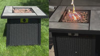 Garvee 28 Inch Propane Fire Pit Table, 50000BTU Rectangle Fire Table with Cover, Sturdy Steel and Iron Fence Surface, CSA Safety Certified, Companion for Your Garden