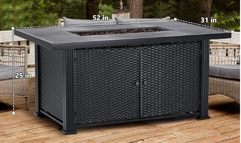Garvee 52" Propane Fire Pit Table, 2 in 1 Outdoor Fire Pit Table, 50,000BTU Gas Fire Pits for Outside Patio with Waterproof Cover, Tabletop & Separate Storage Space,Firepits for Outside Propane