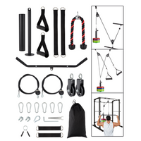 GARVEE Home Gym All in One, 2200LBS Squat Rack Power Cage with Smith Bar, LAT Pull-Down, Cable Systems, Leg Hold-Down and More Attachments, Workout Equipment