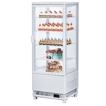 Garvee Commercial Refrigerator, 3.5 Cu. FT Glass Refrigerator Display Case Countertop with Adjustable Shelves, Interior LED Lighting, Display Fridge for Pastry Cake Restaurant, Auto Defrost, White
