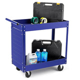 Garvee 2 Tier Tool Cart On Wheels, 330 Lbs Metal Heavy Duty Utility Cart On Wheels, Ergonomic Handle, Capacity, for Garage, Warehouse - Blue