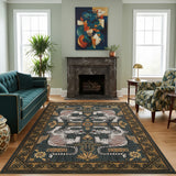 Garvee 8' x 10' Blue Tibetan Tiger Print Area Rug, Washable Non-Slip Low-Pile Carpet for Living Room, Bedroom and Dining Room - Blue