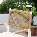 Garvee Patio Rattan Dining Chairs for Balcony & Terrace, 4-Pack Stackable Garden Armchairs with White Powder-Coated Metal Frame and Brown Rattan