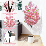 Garvee Realistic Artificial Pink Cherry Blossom Tree – Tall Faux Cherry Blossom Plant for Indoor & Outdoor Home Decor – Large Decorative Flowering Tree for Office, Wedding, Party – 6FT/180CM Height – 180CM Pink Cherry Blossom Tree with White