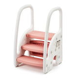 Garvee 3-Step Toddler Step Stool with Safety Handles for Bathroom basin & Kitchen - Non-Slip Standing Tower - Lightweight Plastic Stepping Ladder for Potty Training - Color: Pink, Specification: USA
