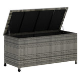 Garvee 125 Gallon Outdoor Deck Box, PE Rattan Storage Bench with Protective Liner, Soft-Close Gas Struts, Wheels & Handles, Grey - Grey