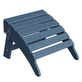 Garvee Folding Adirondack Ottoman - HDPE All-Weather Outdoor Footrest for Patio, Deck, Lawn, Poolside - Weather-Resistant, Durable - Compatible with Adirondack Chair - Navy Blue, 1 Piece - Blue