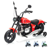 Garvee luxury car brand Licensed 24V Kids Electric Motorcycle – 200W Brushless Motor, 13 MPH, 12 Mile Range, Training Wheels, RGB Lights, Music, Realistic Horn, Max Load 143 lbs – Ride On Toy for Ages 5–14 - Red