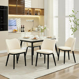 Garvee Upholstered Fabric Dining Room Side Chairs, Chair for Dining Room with Padded Seat and Wood Legs(Set of 4) - Velvet | Off-White