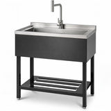 Garvee Heavy Duty Stainless Steel Restaurant Utility basin - 36x20x39 in, T-Type Faucet Freestanding Large Single Bowl - Rust-Resistant - Easy Installation - Ideal for Kitchen, Garage, Basement, Laundry Room