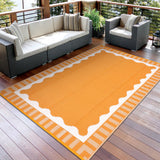 Garvee Reversible Waterproof Outdoor Rug – Modern Orange and White Plastic Mat – UV Resistant, Easy to Clean – Perfect for Patio, Garden, Camping, Deck, Balcony, RV – 9x12ft, Orange White - Orange