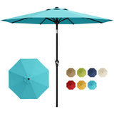 Garvee 9FT Sky Blue Patio Umbrella for Outdoor Table - Market Parasol with Crank Lift, Push Button Tilt, UV Protection Waterproof Canopy, 8 Sturdy Iron Ribs, Wind Resistant, Sun Shade for Pool, Deck, Garden, Yard - Sky Blue