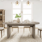 Garvee Oval Dining Table for 6-8 People, Long Large Kitchen Table with Thick Sturdy Wooden Base, Farmhouse Dining Room Table for for Kitchen, Living Room, Office (70.87" Long,Grey Walnut) - Grey Walnut