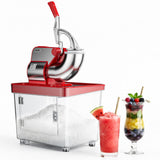 Garvee Commercial Electric Ice Crusher & Shaved Ice Maker - 750LBS/H, 350W, 4 Stainless Steel Blades, 2000RPM, 8.98Gal Basket, Safety On/Off Switch, Double-Blade Snow Cone Machine, ETL Certified - For Home, Restaurant, Bar - US Standard Red