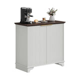 Garvee White Fluted Sideboard Buffet Cabinet – Modern Farmhouse Storage with Adjustable Shelves, Multifunctional Coffee Bar, Accent Cupboard for Kitchen, Living Room, Entryway – Contrast Color
