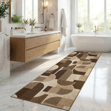 Garvee 2' x 6' Brown Arch Pattern Faux Jute Runner Rug, Washable Low-Pile Carpet for Kitchen, Hallway, Entryway and Patio - Brown