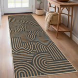 Garvee 2' × 6' Abstract Easy Jute Runner Rug, Washable Non-Slip Indoor Outdoor Rug for Kitchen, Hallway, Entryway & Patio, Black/Brown - Black/Brown