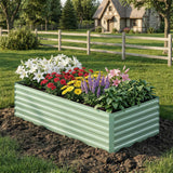 Garvee Raised Garden Bed, 2-Pack 6 x 3 x 2 FT Galvanized Steel Planter Boxes with Thick Panels, X-Shaped Reinforcement and Open Bottom for Vegetables and Herbs
