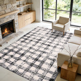 Garvee 5x7 Checkered Area Rug, Washable Modern Geometric Rug, Non Slip Low Pile Soft Carpet for Bedroom, Living Room, Dining Room, Black - Black