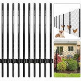 Garvee 5 ft Steel U-Channel Fence Posts, 10-Pack No-Dig Metal Stakes with Anchor Plates, Rust-Resistant Black Finish for Garden Yard Farm Wire Fencing