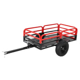 Garvee 15 Cu Ft Tow-Behind Dump Cart, 1500 lb Heavy Duty Steel Garden Utility Trailer for Lawn Tractor, ATV & UTV, Red - Red