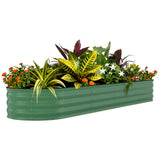 Garvee 8 x 2 x 1.5 ft Galvanized Raised Garden Bed, Outdoor Metal Planter Box with Open Bottom, Rust-Resistant Steel for Vegetables, Herbs & Flowers, Green - Green