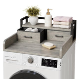 Garvee 2-Tier Washer Dryer Countertop, Washing Machine Countertwith Shelf and 2 Drawers, Washer and Dryer Topper with High Guardrails, Smooth Edges, for Laundry Hamper Counter Storage Organization
