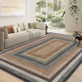 Garvee 6' × 9' Printed Farmhouse Bordered Area Rug, Washable Non-Slip Low-Pile Stain-Resistant Rug for Living Room & Bedroom, Sand/Bronze - Sand/Bronze