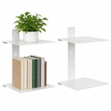 Garvee Modern Double Tier Floating Wall Shelves – White Metal, Minimalist Invisible Wall-Mounted Display Rack for Living Room, Kitchen, Bedroom – Space-Saving, Heavy Duty, Easy Installation, 2-Pack - White