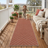 Garvee 2' x 6' Striped Easy Jute Runner Rug, Washable Non-Slip Low-Pile Indoor Outdoor Rug for Hallway, Kitchen & Entryway, Terracotta - Terracotta