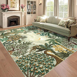 Garvee 6' × 9' Jungle Tiger Floral Area Rug, Machine Washable Non-Slip Low-Pile Soft Rug for Living Room, Bedroom & Dining Room, Green