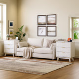 Garvee Fluted Bedside Table with 3 Drawers, Modern Nightstand Set Style Night Stands Set of 2 for Bedroom, Wood End Table, 23.62 x 15.74 x 28.03 Inch, 35 lbs Each Drawer, 5.9" Raised Legs for Easy Cleaning - White
