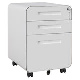 Garvee 3 Drawer Rolling File Cabinet with Lock, Carbon Steel Storage Cabinet for A4, Letter, Legal File Folders, Mobile Filing Cabinet for Home Office, Under Desk, White - White