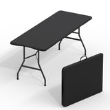 Garvee Folding Camping Table for Picnics & Parties, 6 FT Portable Plastic Dining Table with Square Top Design and Outdoor Use