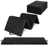 Garvee 4-Panel Folding Gymnastics Mat, Durable PU Leather Exercise Mat with High-Density EPE Foam, [6ft x 2ft x 2inch] for Yoga, Stretching, and Floor Workouts - Black - 