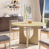 Garvee 47 Inch Round Dining Table for 4-6, Circle Kitchen Table with Wooden Base, Modern Farmhouse Dinner Tables for Kitchen, Living Room, Natural