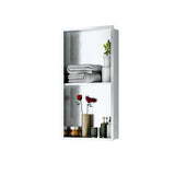 Garvee Stainless Steel Recessed Shower Niche – Double Grid Brushed Wall Shelf – Waterproof, Rustproof, Easy Install, No Tile Needed – Bathroom/Living Room Storage – 12x24" Double Grid Brushed - Double Grid Brushed