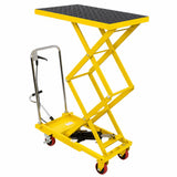 Garvee 770 lb 50" Hydraulic Lift Table Cart, Double-Scissor Lift, for workshops and warehouses, Yellow