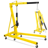 Garvee 2-Ton Engine Hoist - 4400 lbs Folding Hydraulic Cherry Picker, Heavy-Duty Shop Crane with 6 Caster Wheels and 4 Adjustable Boom Positions for Warehouse, Garage, and Workshop, Yellow - Yellow