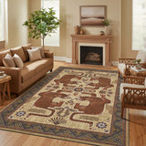 Garvee 9' x 12' Beige Tibetan Tiger Print Area Rug, Washable Non-Slip Low-Pile Carpet for Living Room, Bedroom and Dining Room - Camel