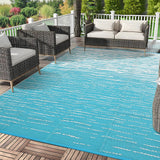 Garvee Waterproof Reversible Outdoor Rug - UV Resistant Plastic Straw Patio Mat, Modern Abstract Design for Camping, RV, Deck, Balcony, Picnic, Backyard - 5x8ft, Light Blue/White - Light Blue